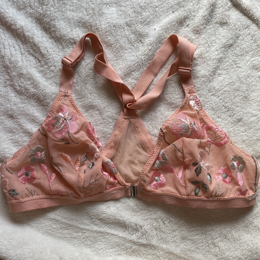 Coral floral bralette